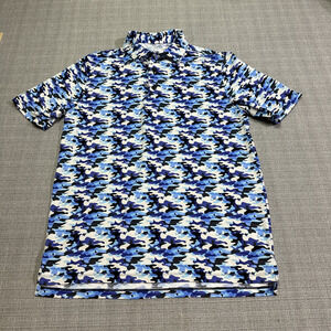 IBKul‎ Polo Shirt Mens Small Blue Camo Pullover Golf Performance Casual